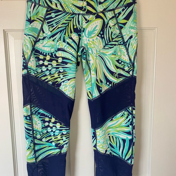 Luxletic 21" Thea Weekender Crop Legging In Bright Navy Party Like A Flock Star - Picture 3 of 4